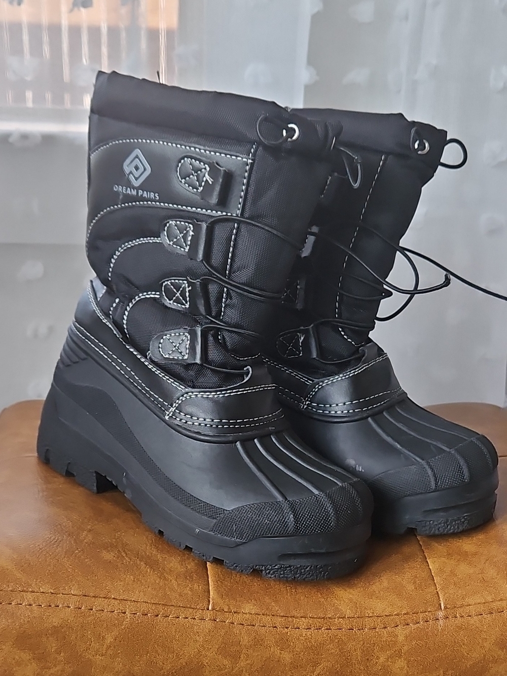 Dream Pairs Kids Black Winter Snow Boots